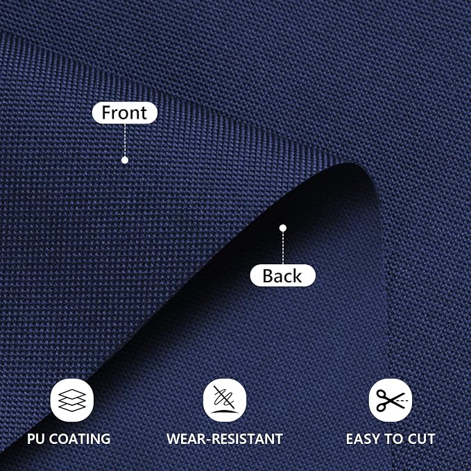 Waterproof Canvas Fabric by The Yard 58inch 600D Upholstery Material Polyester Fabric Outdoor Water Resistant Fabric for Sewing Chair Patio Cushion Purse Bag Interior, Pre Cut 1 Yard Navy Blue
