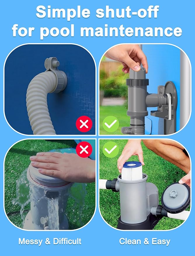 POOLHOUR Plunger Valve with Pipe Holder & Pool Hose Adapter, Above Ground Pool Pump Replacement Parts Compatible with I*tex/Col*m*n Pool
