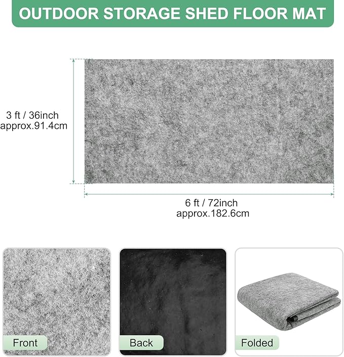 M METERXITY Outdoor Storage Shed Mat, 3x6 FT Waterproof Small Shed Flooring Mat for Patio Furniture Floor Protecting from Wear/Liquid/Dust/Oil, Non-Slip Carport Pad [Grey White]