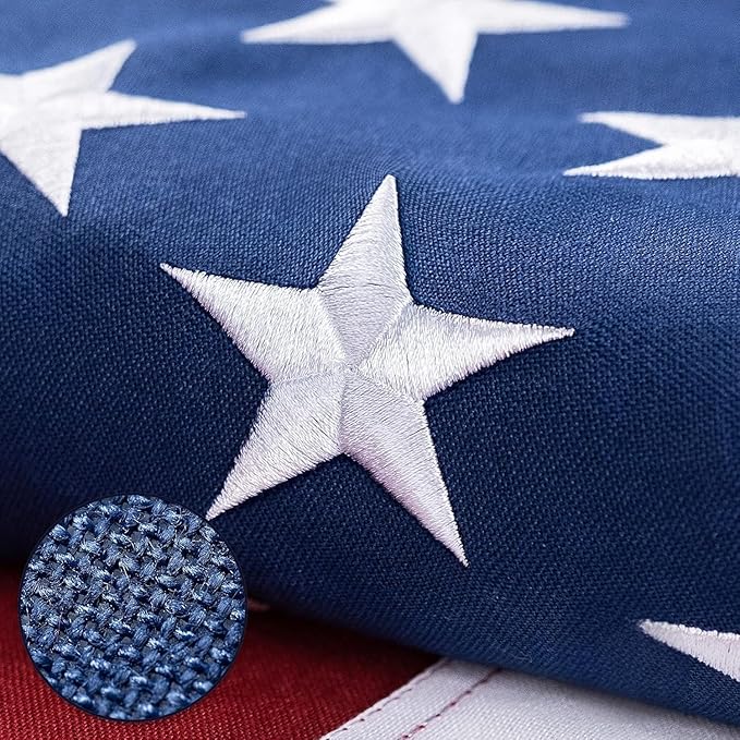 American Flag for Outside 12x18 Ft - TearProof Series Outdoor Use US Flags - Long Lasting, Fade Resistant - Thick Spun Polyester USA Banner - High Wind United States Flag - Embroidered Stars, Sewn Stripes, Brass Grommets