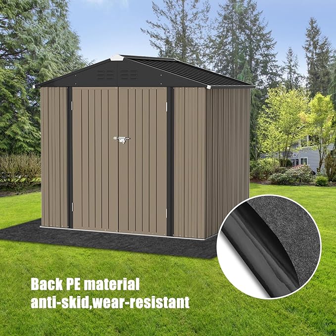 YEXEXINM 8x6.2 FT Outdoor Storage Shed Mat-Waterproof Dustproof Outdoor Carport Mat- Backing Prevents Liquid Penetration，Anti-Slip Patio Furniture Floor Mat for Protect Storage Shed Floor，Grey
