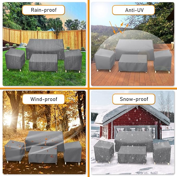 STARTWO Outdoor Waterproof Patio Furniture Covers 4-Piece Set for Chairs, Loveseat and Coffee Table, Grey