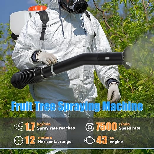 cdar 43cc Gas Powered Backpack Mosquito Fogger, 20L Large Tank Cold Insect Fogger Machine, 39FT Spray Range for Outdoor Garden, Farm, Yard Pestes Control Sprayer Orange