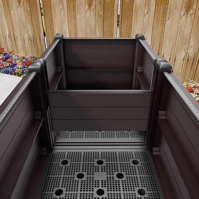 Raised Garden Bed with Legs, Outdoor Planter Boxes & Rectangular Planter, Elevated Above Ground Garden Bed Plastic Flower Pot for Patio Yard, 23.62" × 11.81" × 22.44"