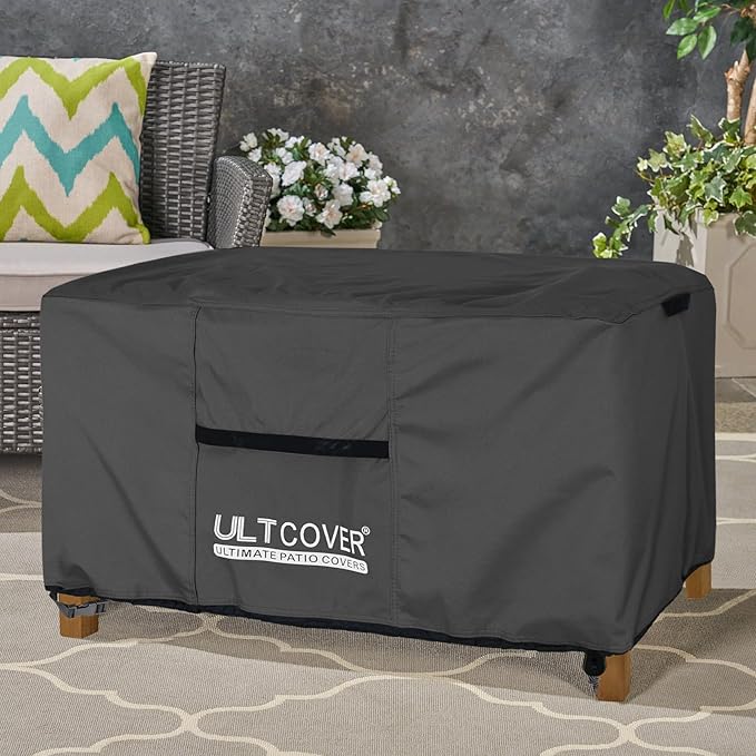 ULTCOVER Outdoor Coffee Table Cover, Waterproof Rectangular Patio Small Side Table Cover 50x30x18 inch, Black