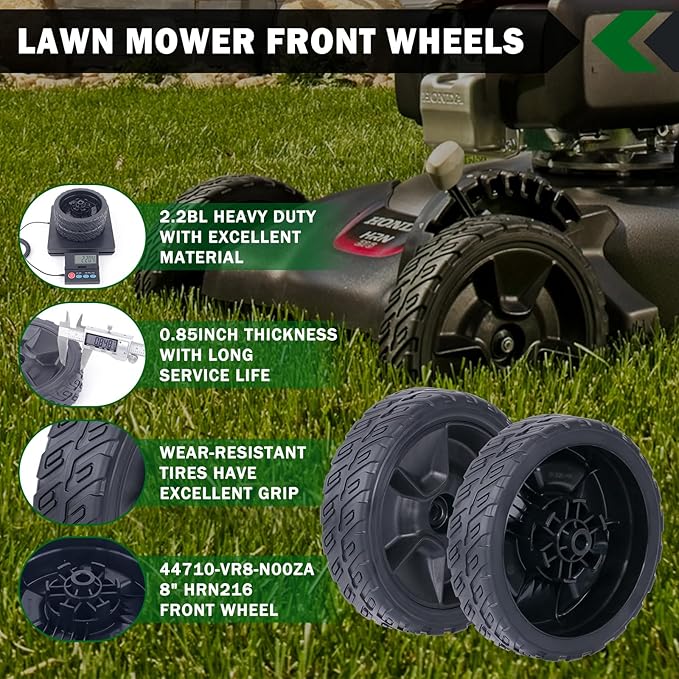CheeMuii HRN216 Lawn Mower Front Drive Wheels Kit 2 Pcs Front Wheels Replace for 44710-VR8-N00ZA 8" Push Mower Wheel Compatible with Honda HRN216 Lawn Mower