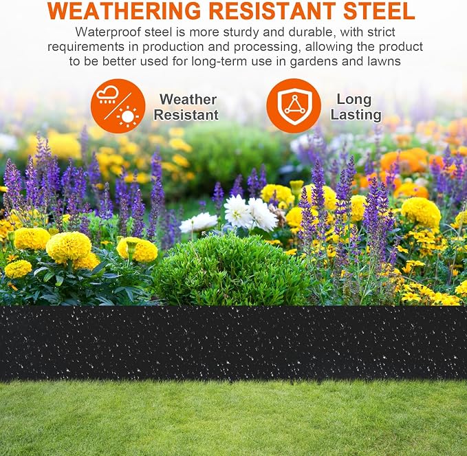 41" L X 9.4" H Galvanized Steel Landscape Edging, 6 Pack Metal Edging for Landscaping, Hammer-in Metal Garden Edging for Lawn, Yard & Pathway Border