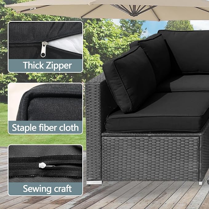 14Pcs Patio Cushion Covers Replacement Splashproof UV-Resistant Inelastic Covers with Zippers, Max Compatible 25.6x25.6x4inch Patio Cushion, for 7 Pcs Outdoor Patio Furniture Sets
