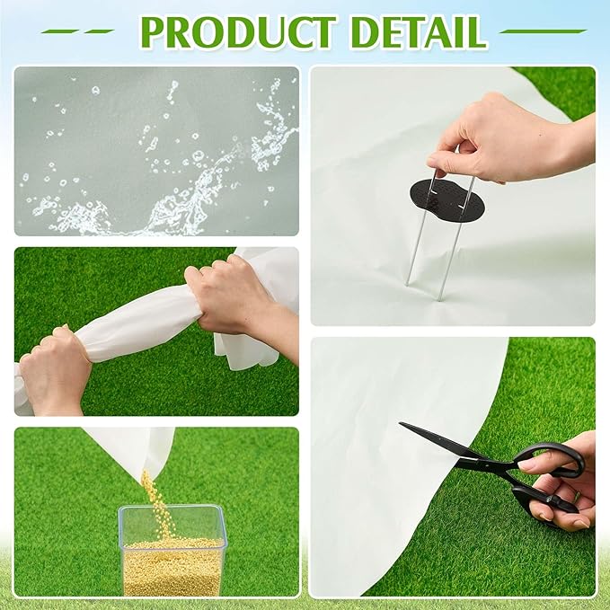 Tinideya 4 Pcs PVC Shepherd's Hook Bird Droppings Mat 47.24" Round Bird Feeder Mat with 8 Ground Spikes Intercepts Birds Droppings Spilled Feed for Protect Lawns Garden