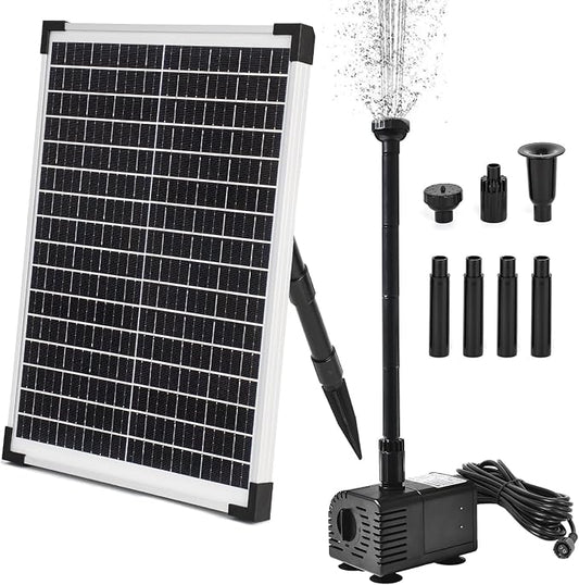 ECO-WORTHY Solar Water Fountain Pump Kit 449 GPH Flow 25W Adjustable Dry-Run Protection Solar Pond Pump Monocrystalline Solar Panel Powered Water Pump for Ponds, Garden, Waterfall, Pool, Birdbath