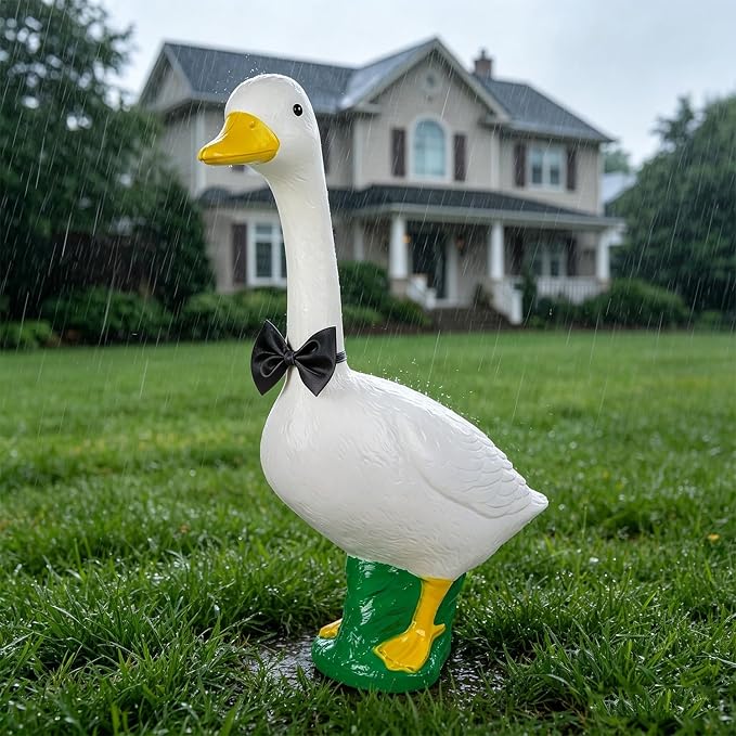 23 Inch White Large Goose Garden Statue, Plastic Geese Figurine with Posable Adjustable Neck Design, Weatherproof for Yard Art Lawn Patio Porch Farmhouse Indoor Outdoor Home Decor