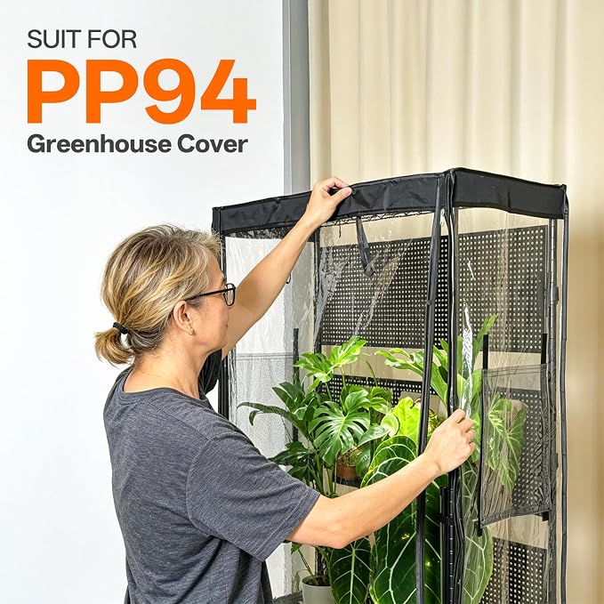 Bstrip 36.6"x14.5"x69.7" Greenhouse Cover Replacement with Base Tray – Indoor Transparent Plant Tent for 35.4"x13.7"x70.9" Plant Shelf, EVA Waterproof, Roll-Up Door & Vent Windows
