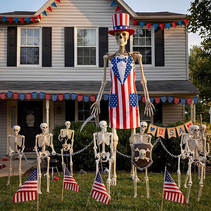 Mepase 12ft Skeleton Costume Accessories Set Oversize Hat and Apron Prop Giant Outdoor Indoor Yard Garden Lawn Decoration