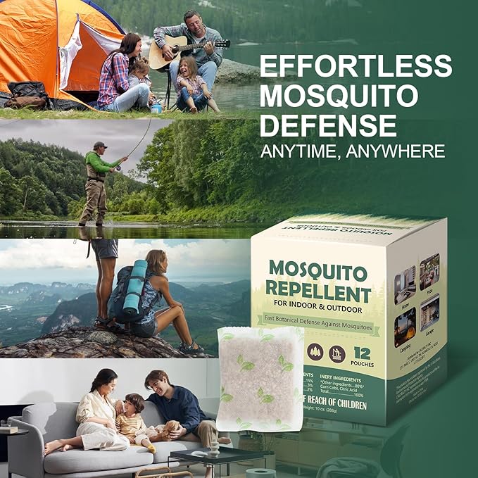 24 Pcs Mosquito Repellent for Patio, Plant-Based Mosquito Repellent Pouches, Mosquito Control Indoor Outdoor, Pet-Friendly Mosquito Deterrent for Home Patio Camping Fishing