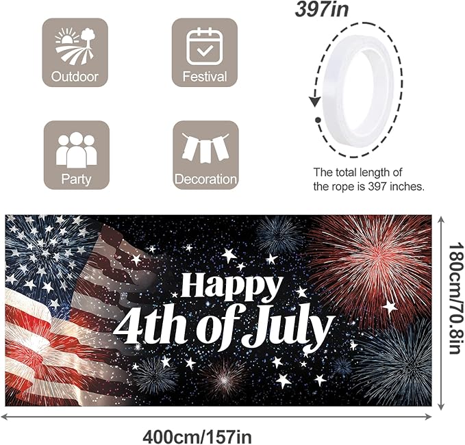 6 * 13FT Summer happy 4th of july Garage Door Cover Decorations Sunset Palm Trees Garage Door Banner for Outdoor Indoor Summer Party Photography Backdrop