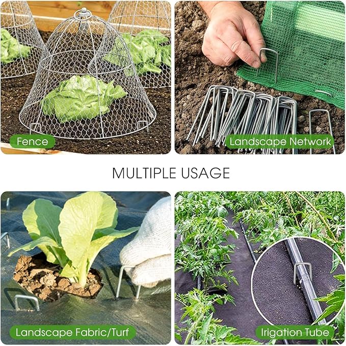 12 Inch Galvanized Garden Landscape Staples Stakes, 25 50 100 PCS Anti-Rust Garden Staples Tent Ground Stakes U-Shaped Landscape Pins for Secure Lawn Fabric, Decoration (50, 12 Inch)