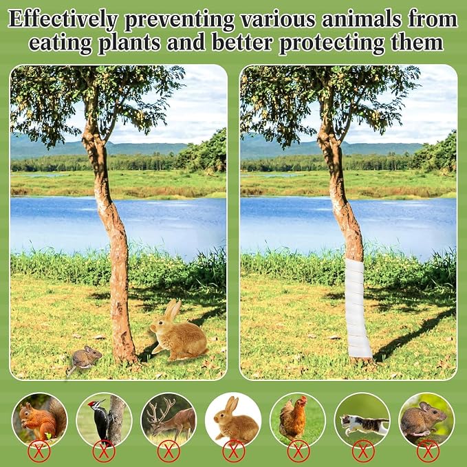 Wesiti 20 Pcs Tree Trunk Protector Plastic Spiral Trunk Tree Wrap Guard Bark Tube Protectors to Protect Bark Saplings from Deer Cats Rodents Rabbit Mowers (White,Green)
