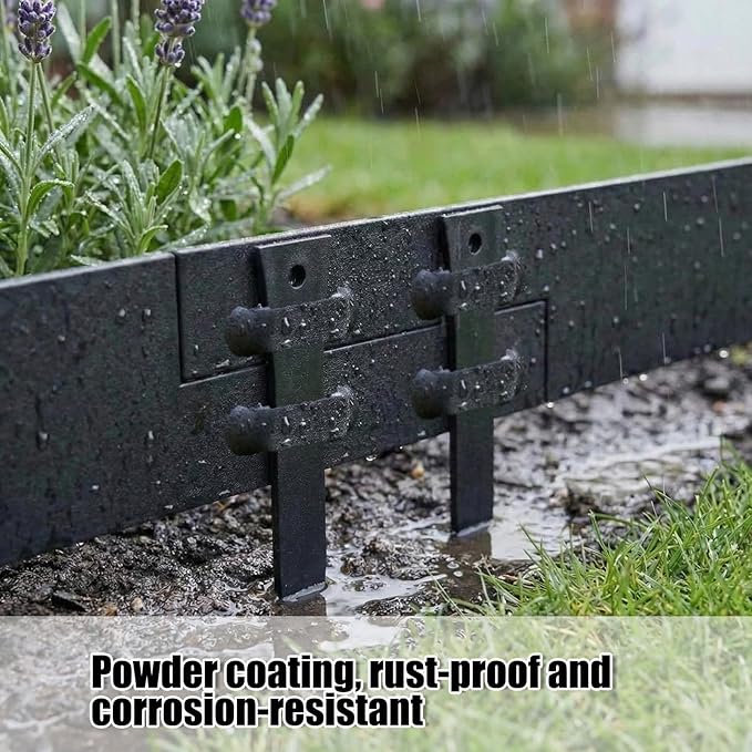 20 Pcs 12 Inch Metal Landscape Edging Stakes Galvanized Steel Garden Stakes Landscape Anchoring Spikes for Outdoor Terrace Grass Board Barrier Edging Coil Barrier Garden Lawn (Black)