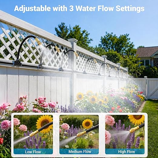 Thiswing 200FT 360° Adjustable Irrigation System for Garden – 1/4" Tubing with 36 Nozzles, Automatic Watering Misting System, Sprinkler for Garden, Raised Bed, Lawn, Plants