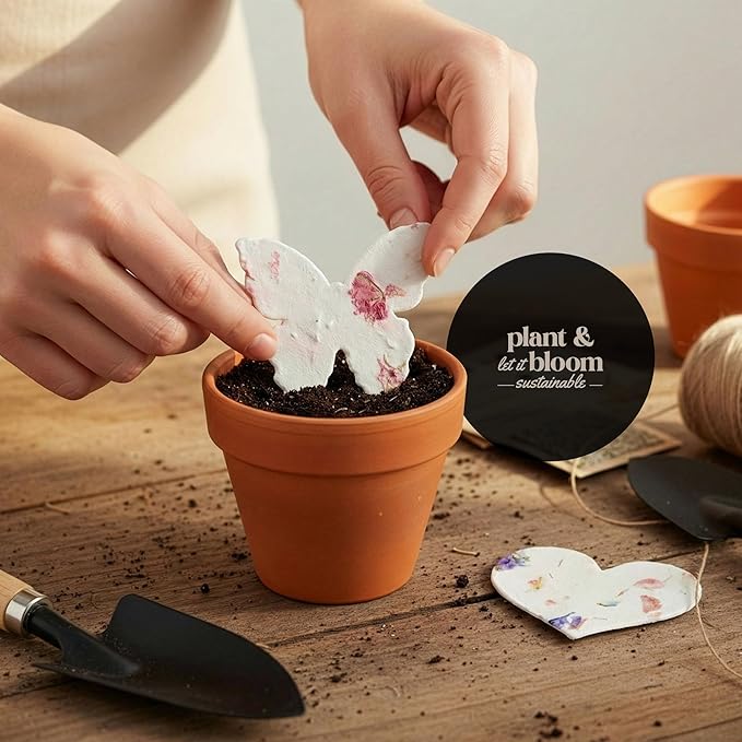 Combo Seed Paper - 24pcs Hearts & 24pcs Butterflies, Writable & Plantable Wildflower Gifts for Mom this Mother’s Day, Use for Shower Favors Weddings, Heart Party Favors or Easter Decoration