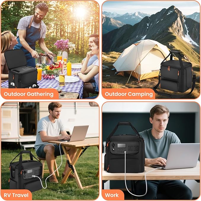Carrying Case Compatible with BLUETTI AC180, Power Station Travel Bag Padded for AC180 with Multi-pockets, Protective Cover Storage Bag with Shoulder Strap & Handle Compatible with BLUETTI AC180