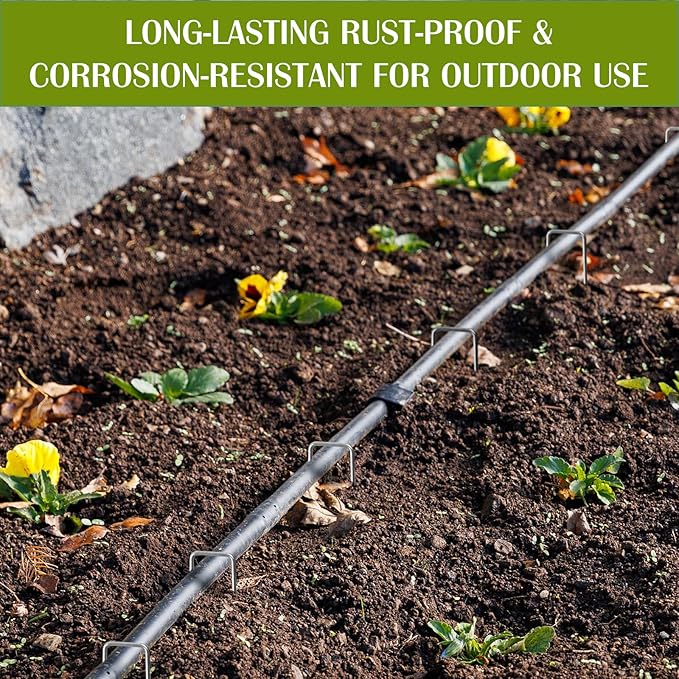 Whonline 560 Pack Landscape Staples 4 Inch, Galvanized Garden Stakes U-Shaped SOD Landscaping Fabric Pins Yard Ground Staples for Gardening Lawn Turf Securing Irrigation Pipe Hose Plant Cover Bulk