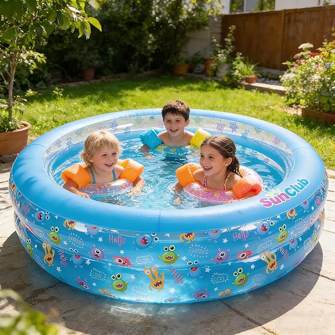 Kids Inflatable Pool 74" - ASTM Certified BPA-Free Large Backyard Swimming Pool for Children Ages 3+