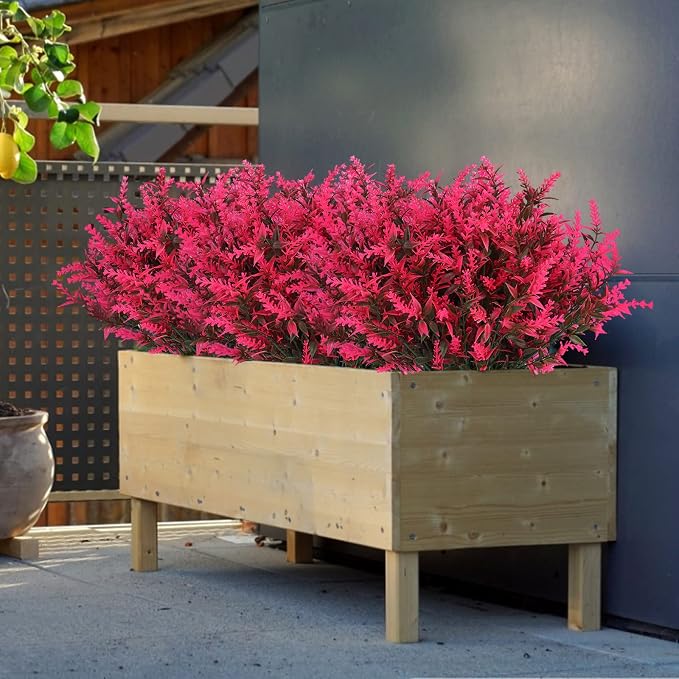 RECUTMS Artificial Flowers for Outdoor Decoration, Spring Decoration UV Resistant Faux Outdoor Plastic Greenery Shrubs Plants Artificial Fake Flowers Hanging Planter Home Garden Decor(Pink)