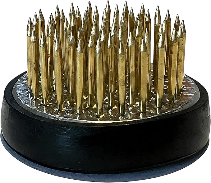 12Pcs Small Vase Flower Frogs,1.34Inch Japanese Ikebana Fresh Flower Pin Holders (Gold)