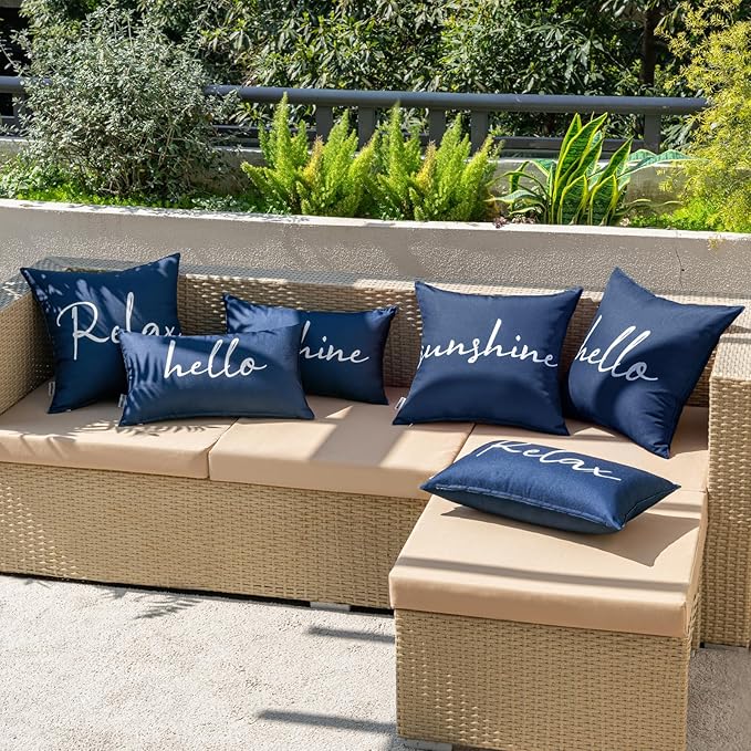 MIULEE Outdoor Waterproof Throw Pillow Covers Set of 2 Relax Decorative Outdoor Square Pillowcases for Chair Patio Garden Couch Tent Balcony Sofa Blue 20x20 Inch