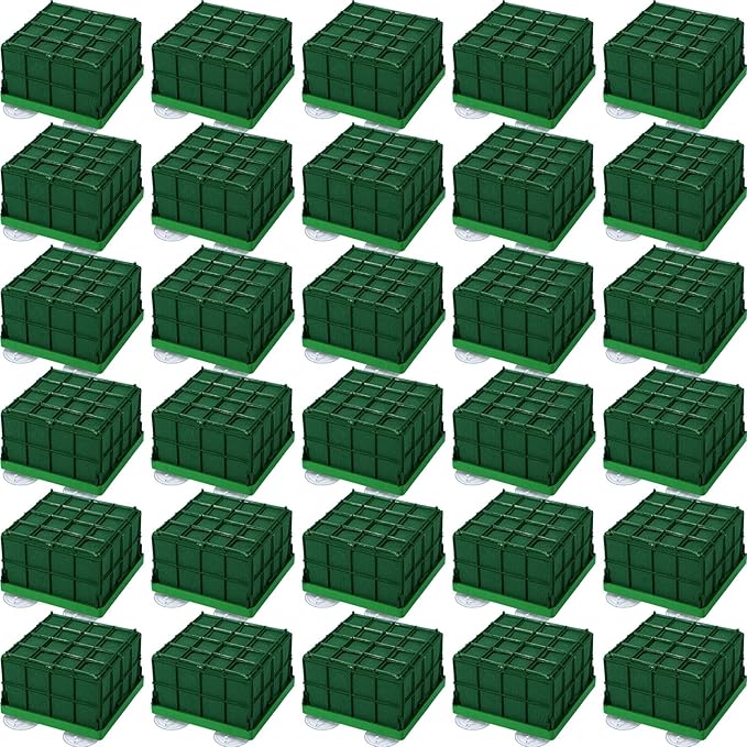 Boao 4 Pieces Floral Foam Cage Rectangle Flower Cage Holders with Floral Foam Flower Arrangement Supplies for Fresh Flowers Wedding Decorations 4.3 x 4.3 x 3.5 Inch