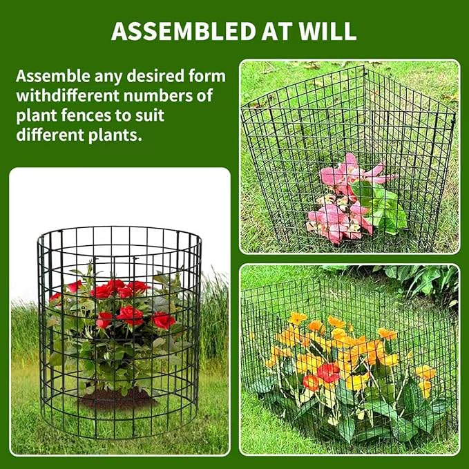 8 Packs Round Plant Protector from Animals,Metal Wire Mesh Garden Plant Cages for Outdoor Gardening Supplies, Garden Protection Rabbits Chickens Ducks for Vegetables, Flowers, Shrubs (16'' x 12'')