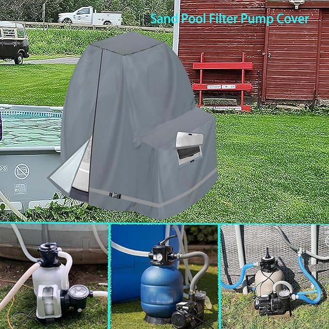 XCZ Sand Filter Pump Cover – Fits Most 12-16 Inch Sand Filters, Heavy-Duty Oxford Fabric, Waterproof & UV-Resistant, All-Season Protection, Cover Only, Gray