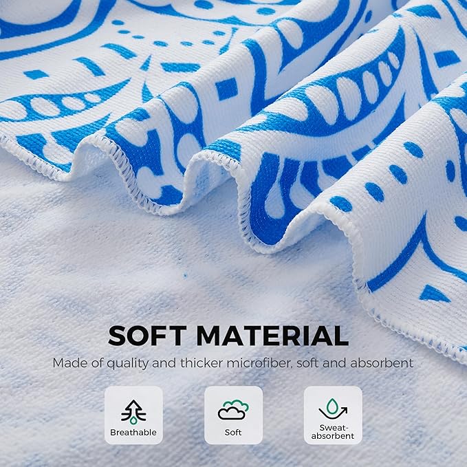 Lounge Chair Towel Covers, 2 Pack Outdoor Chaise Lounge Slipcover, 83" X 29" Bohemia Style Microfiber Beach Chair Cover, Soft Absorbent Chaise Cover with Pockets for Pool Garden Patio