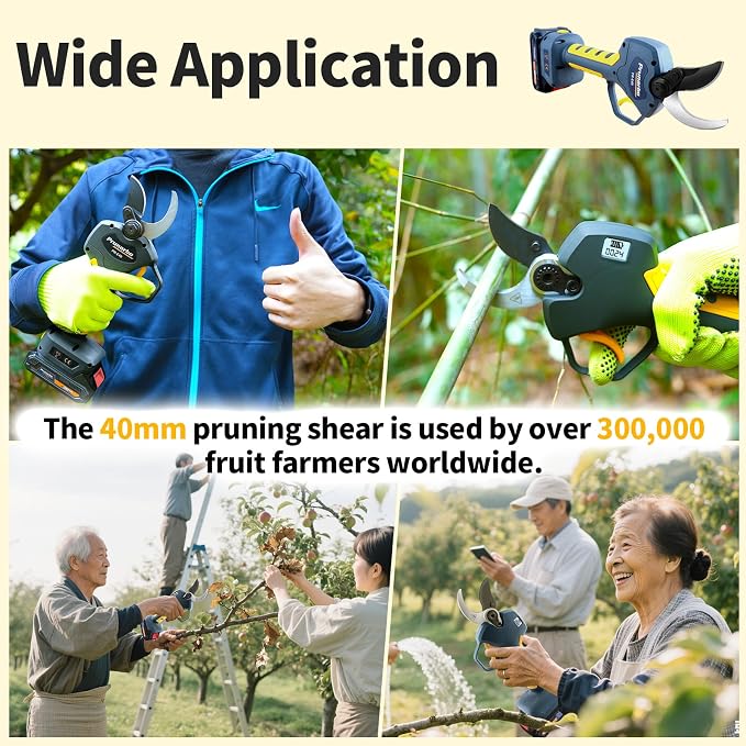 Electric Pruning Shears Cordless 40mm 1.6'' Cutting Diameter 2×2Ah Batteries, Compatible with Makita 18V Battery Powered Pruner Electric Secateurs Branch Cutter Professional for Tree Trimming