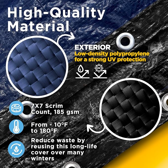 20-Ft x 40-Ft Pool Cover for Inground Pools - Rectangle Winter Cover Inground, Extra Thick Material and Durable Design, Cold and UV-Resistance, Easy Installation, Navy Blue