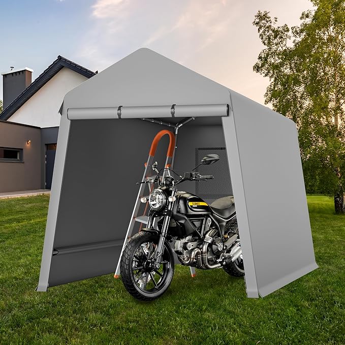 6x8FT Outdoor Storage Tent Heavy Duty Portable Shelter with Zipper Roll Up Doors