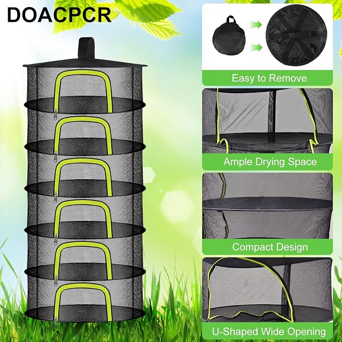 6 Layer Herb Drying Rack, Herb Drying Rack Hanging Mesh, Foldable Plant Drying Net With U-Shaped Zipper, Garden Shears, Hooks, For Drying Herbs Plants, Flowers, Fruits, Food, Clothes(6 Layers-23.62'')