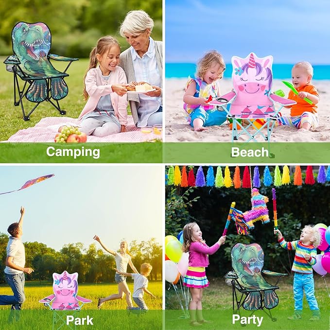 KABOER Kids Outdoor Folding Lawn and Camping Chair with Cup Holder and Carrying Bag, Children's Camping Chairs