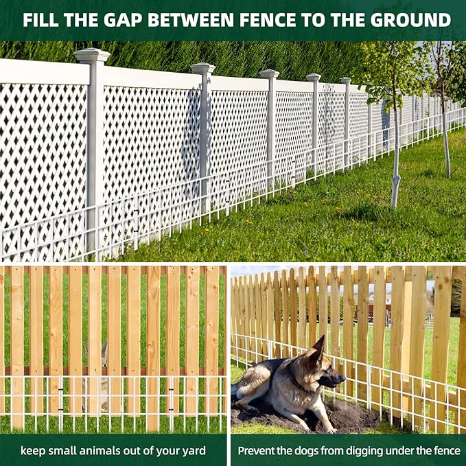 31ft(L) x 13in(H) Animal Barrier Fence, 22 Panels No Dig Garden Fence for Dog Rabbit, Rustproof Anti Digging Barrier, Garden Edging Border Ground Defense for Outdoor, Yard, Patio, White