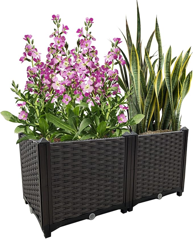 Raised Garden Bed Large Planters for Outdoor Plants Rectangular Elevated Planter Boxes Patio Balcony Deck for Planting Flowers, Vegetables, Tomatoes, and Herbs