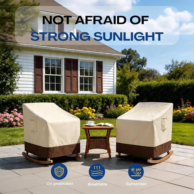 Patio Chair Covers 2 Pack, Heavy-Duty Outdoor Furniture Covers Waterproof to 8500 Pa, Swivel/Adirondack Outdoor Chair Covers with Air Vents, 33" W x 35" D x 38.5" H
