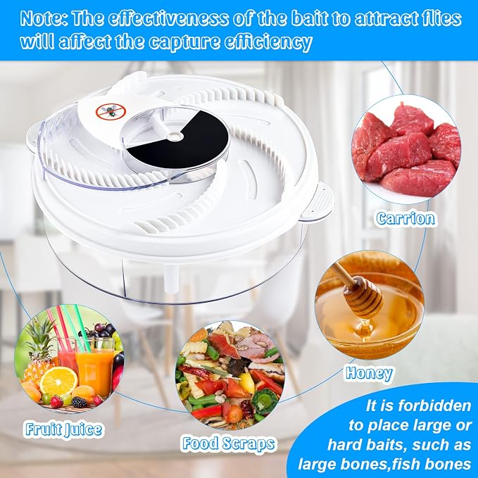 Qualirey Electric Fly Trap Fly Bug Catcher Pest Device Gnat Flying Insect Trap Automatic Indoor Pest Gnat Traps Reject Control Catcher Repellents Tools for Patios Ranch(USB)