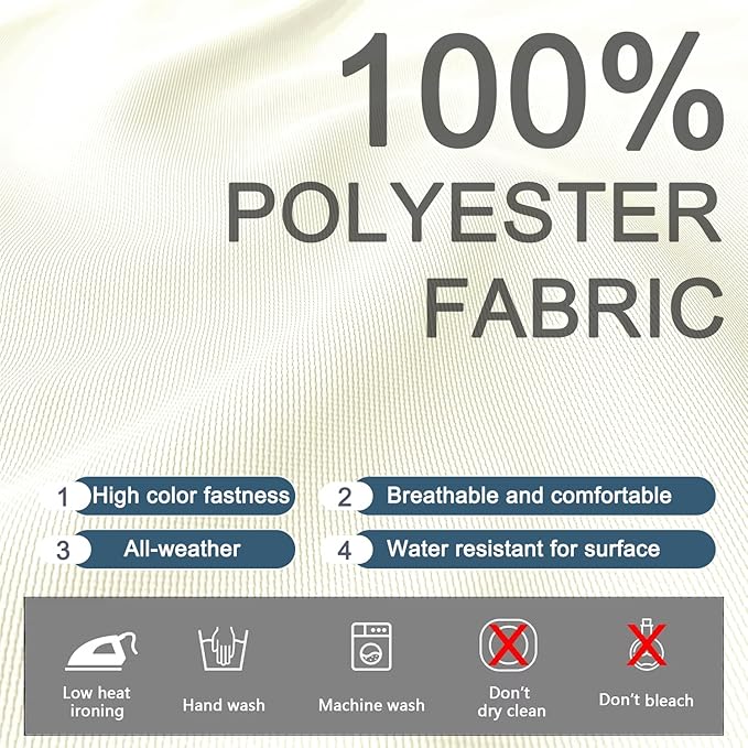 No Stretch,9Pack Outdoor Cushion Covers for 5Pcs 4-Seater Patio Furniture | 600D Oxford Cloth,Patio Sectional Sofa Chair Couch Seat Cushion and Pillow Slipcovers Replacement,Cream-Covers Only