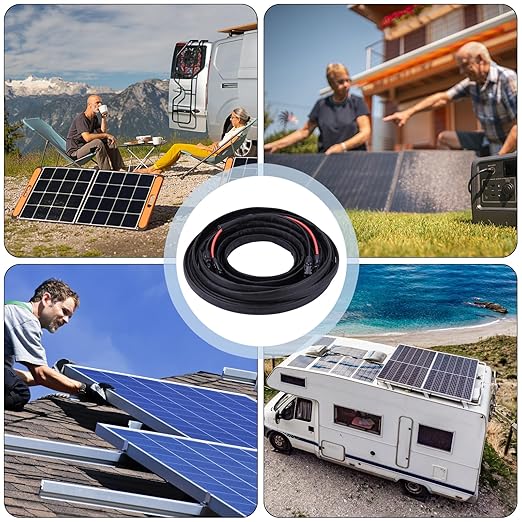30FT 12AWG Solar Panel Extension Cable with Female and Male Connectors, Solar Cable for Solar Panels, Charge Controllers and Solar Generator (12AWG, 30FT)