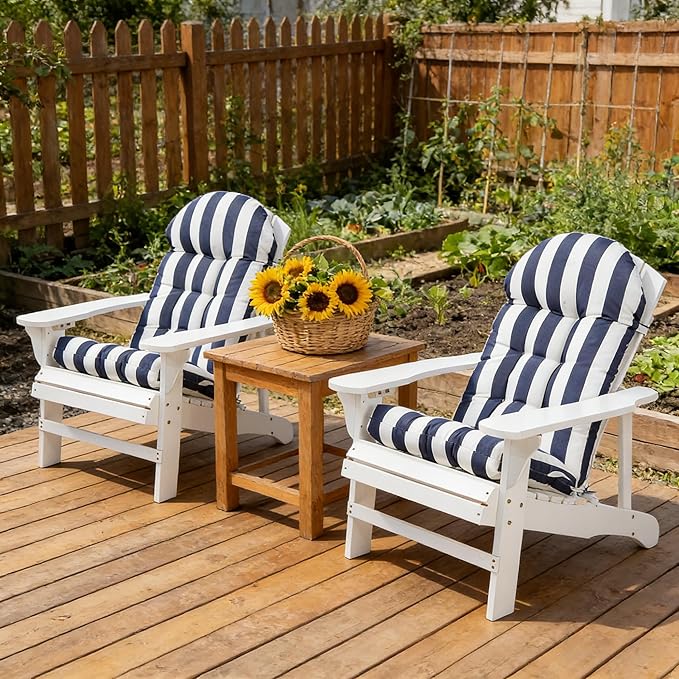 Enipate Weather Resistant Adirondack Chair Cushions Set of 2 High Back Indoor Outdoor Patio Tufted Lounge Cushion Seat Pads