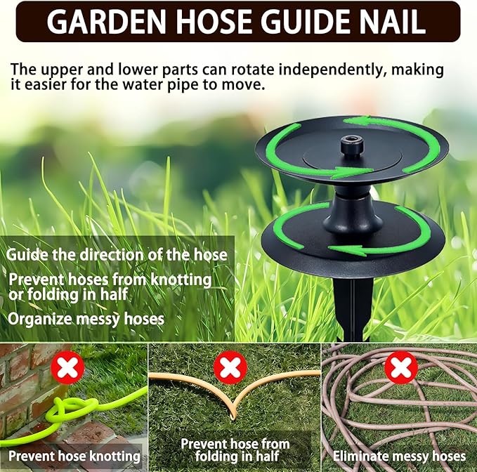 JMBay 6 PCS Garden Hose Guide Spike, Heavy Duty Pure Metal Hose Guide Stake, Hose Guides for Garden Decorative, Rustproof Coated Garden Hose Stake for Yard Lawn, Hose Roller Guide