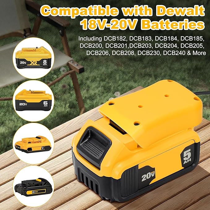 Starlink Mini Battery Adapter Compatible with DeWalt, Starlink Mini Power Cable for 18/ 20V Battery, 3.2FT 18AWG Battery Adapter DC Power Cable
