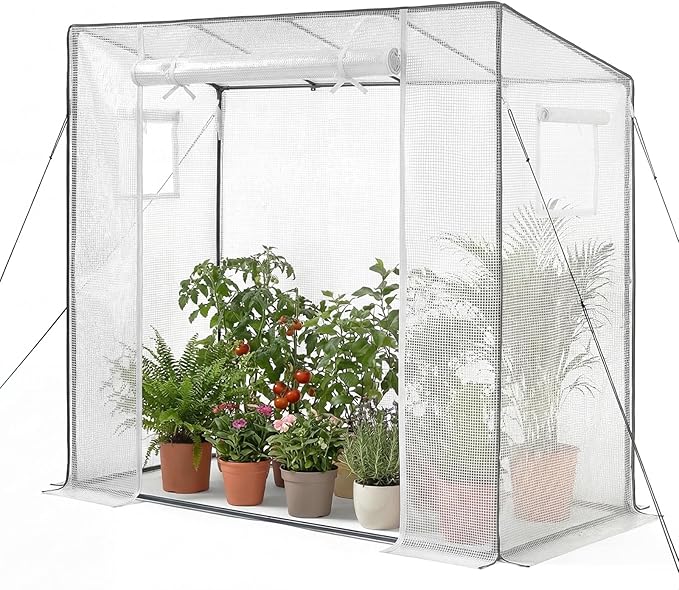 VEVOR Walk-in Greenhouse, 76.8" x 30.3" x 66.1" Greenhouse for Outdoors with Windows, PE Cover, Roll-Up Zipper Door, Walk in Green House Kit, Portable Plant Garden Hot House for Backyard, Outside