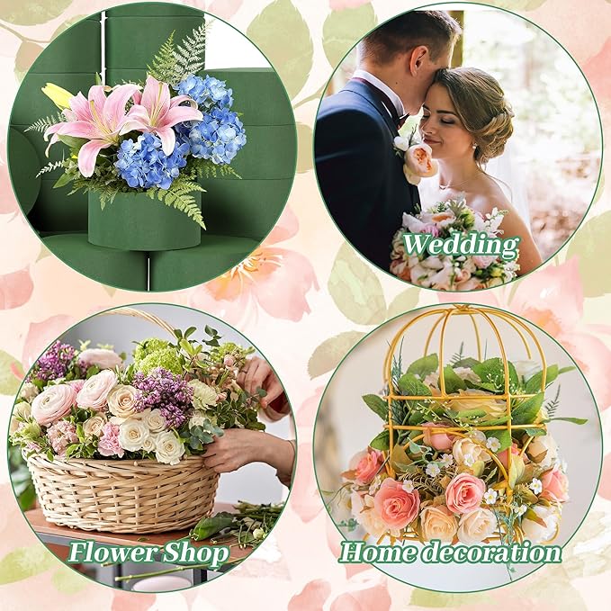 Hahood 24 Pieces Round Floral Foam Blocks 3.15 Inch DIY Flower Arrangement Kit Wet Green Floral Foam Block for Wedding Florist Supplies Wet Dry Flower Party Decorations